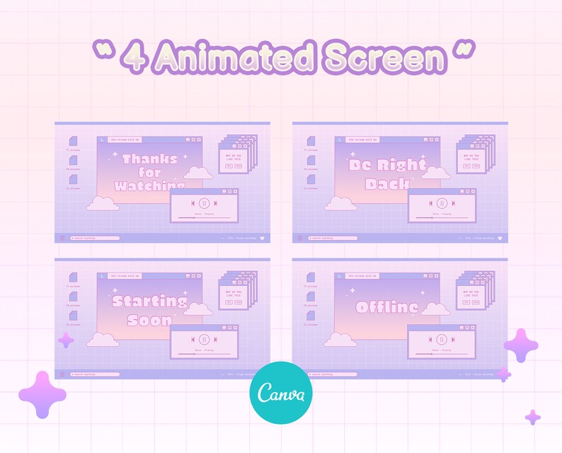 Canva Twitch Overlay Template Cute Aesthetic Window Overlay Etsy