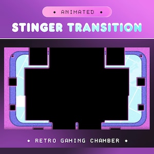 Retro Gaming Chamber Animated Stinger Transition for Twitch, Kick, Youtube/Cozy Theme/Lilac Overlay/Set Up Room/Vtuber Game Room/Tech Anime
