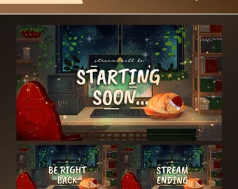Animated Cozy Christmas Farewell Stream Screens: Warm Festive Green for Twitch and OBS/Streamlabs