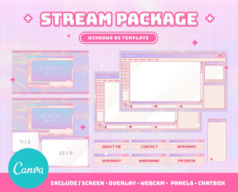 Animated Canva Twitch Overlay Template MS Paint Overlay - Etsy Canada