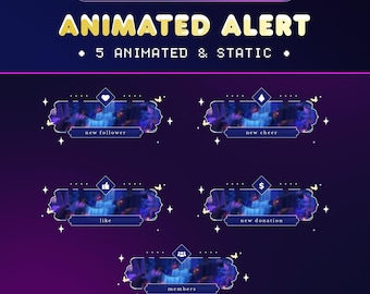 Midnight Falls Animated Stream Alert Package for Twitch/Beautiful View River Stream Alert/Cute Butterfly Twitch Alert/Notification Stream