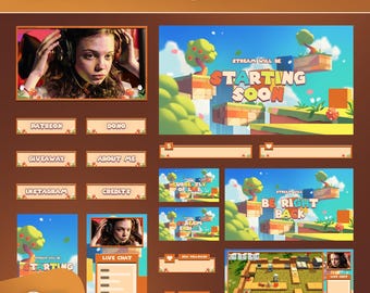 Floating Island Overlay Super Skybound Adventure Twitch Kick YouTube OBS VTuber Bundle Graphics Pack
