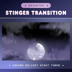 Animated Stinger Transition for Twitch, Kick, Youtube/Sakura Delight Overlay/Cute Twitch Overlay/Lofi Aesthetic/Kawai Japan/Dark Color/Alert