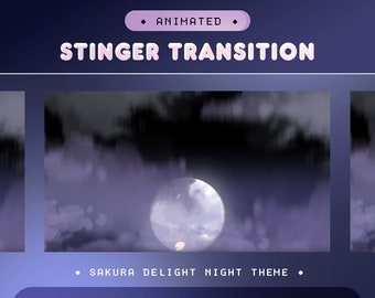 Animated Stinger Transition for Twitch, Kick, Youtube/Sakura Delight Overlay/Cute Twitch Overlay/Lofi Aesthetic/Kawai Japan/Dark Color/Alert