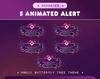 Glowing Butterfly Alerts | Fantasy Notification Pack | Twitch Kick OBS Streamlabs YouTube VTuber