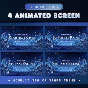 Moonlit Sea of Stars Animated Stream Screen for Twitch, Kick and ...