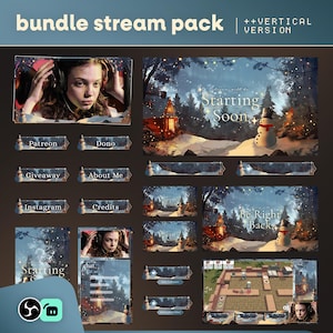 Animated Winter Snowy Forest Stream Pack: Frostlight Cabin for Twitch and OBS/Streamlabs