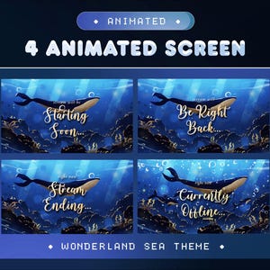 Wunderland Meer Animierter Bildschirm für Twitch, Kick, YouTube/Vtuber Stream Bundle/Süße aquatische Tiefe/Blauer Hintergrund/Wasser Meer/Blaues Meer