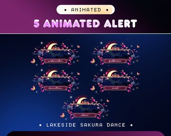 Animated Alerts | Lakeside Sakura Dance | Follow Subscribe Donate Raid | Twitch OBS Streamlabs Kick YouTube