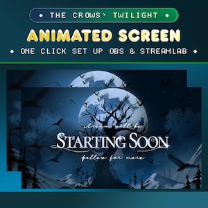 The Crows Twilight Animated Stream Screen for Twitch, Kick and Youtube/Stream Overlay Mystic/Forest/Dark Vibes/Halloween Theme/Scary Forest