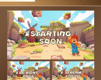 Schermate animate per lo streaming di Starblock Universe: un platformer retrò per Twitch e OBS/Streamlabs