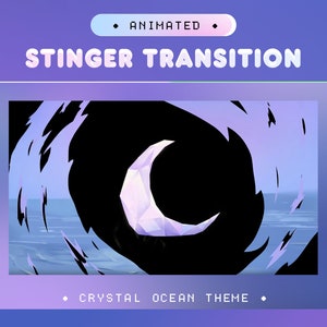 Crystal Ocean Stinger Transition for Twitch, Kick and YouTube/Magic Fantasy Overlay/Blue Moon Sea/Purple Streaming Assets/Cute VTuber Blue