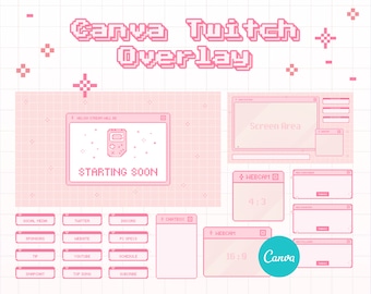 30 Cute Peach Pink Pixel Window Twitch Panels Aesthetic Kawaii Streamer