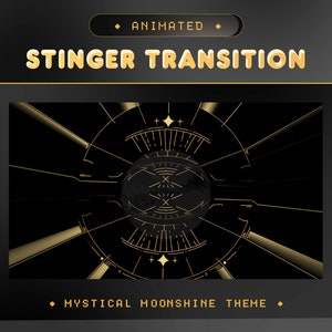 Animated Stinger Transition for Twitch, Kick, Youtube/Mystical Moonshine Overlay/Galaxy, Cat, Camels/Celestial Theme/Dark Color/Alert, Panel