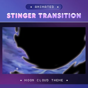 Stinger Transition Moon Cloud for Twitch, Kick, Youtube/Luxury Element/Alert/Twitch Overlay/Stream Graphics/Purple Pink/Kawai/Cozy/Vtuber