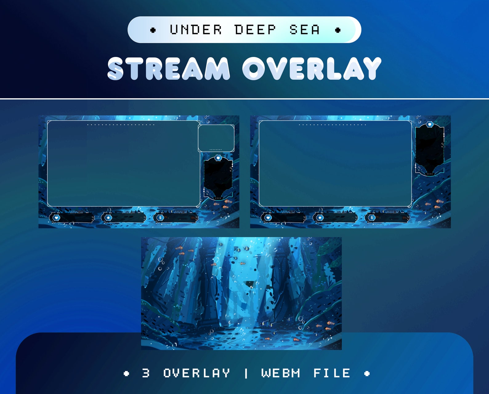 Under Deep Sea Animated Stream Overlay Package for Twitch, Kick ...