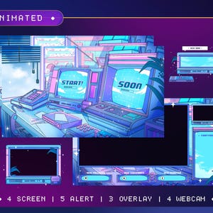 Retro Arcade Animated Stream Pack | Cozy Gaming Vtuber Overlay (digital ...