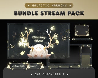 Animated Fantasy Anime Twitch Overlay: Galactic Harmony VTuber Pack for OBS & Streamlabs