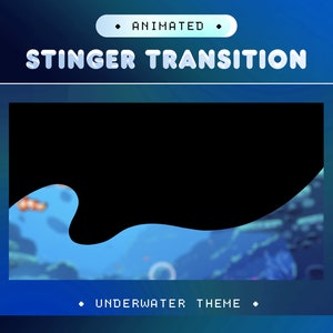 Underwater Stinger Transition for Twitch, Kick, YouTube/Vtuber Stream Bundle/Cute Aquatic Deep Sea/Blue Background/Fishy Chat Box/Overlay