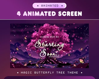 Fantasy Starting Soon Screens | Magic Butterfly Tree | BRB Ending Twitch Kick YouTube OBS