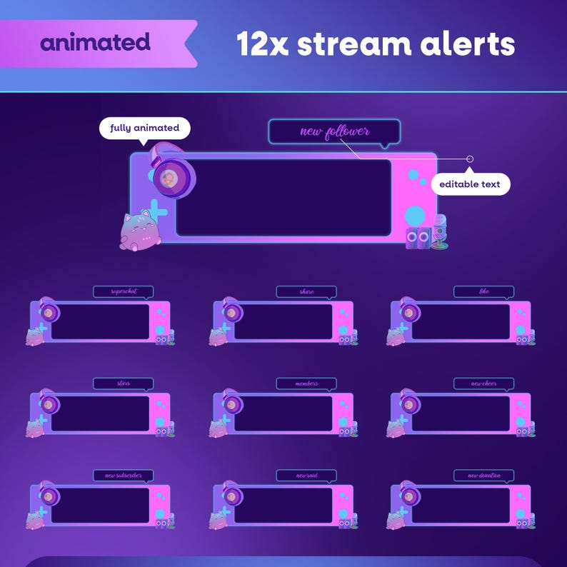 Animated Cute Halloween Room Stream Alerts: Haunted Neon for Twitch and ...