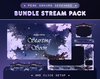 Sakura Serenade Animated Stream Pack | Kawaii Purple Japanese OBS Overlays (Digital Download)