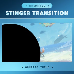 Animated Stinger Transition Aquatic for Twitch, Kick, Youtube/Sea Ocean Theme/Panel/Transition/Nemo, Crab,Coral Sunshine Overlay/Blue White