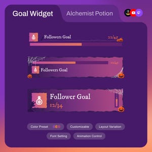 Potion Goal Widget | Alchemist Potion | Animated Twitch Goal Tracker | StreamElements OBS | Customizable Stream Overlay