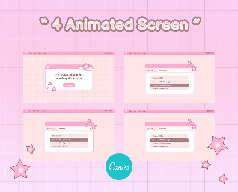 Canva Twitch Overlay Template Twitch Window Cute Theme Etsy