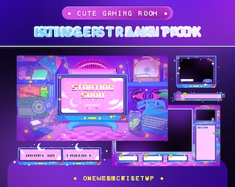 Paquete de animaciones retro en tonos pastel para transmisiones en directo / Superposiciones para una acogedora sala de juegos (Descarga digital)
