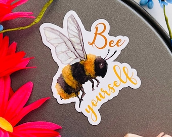 Bee Yourself Bumblebee Magnet | flying bee magnet, watercolor bee magnet, insect magnet, Be yourself confidence magnet