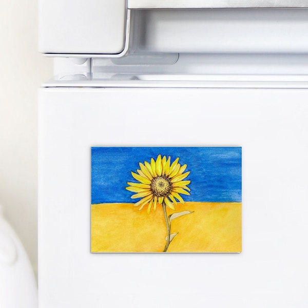 Sunflower magnet Ukraine magnet| flat magnet, Ukrainian flag magnet, Ukraine sunflower flag, watercolor magnet