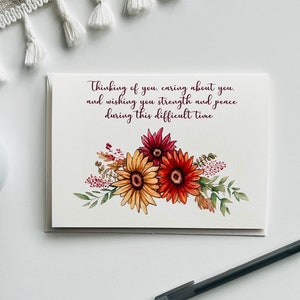 Blank Floral Sympathy Card | autumn sympathy card, fall sympathy card, floral card for grief and loss, blank sympathy card