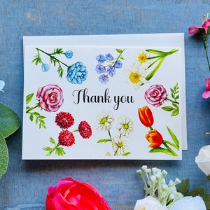 Summer Flower Thank You Card | floral thank you card, flower gratitude note, spring thank you, spring thank you