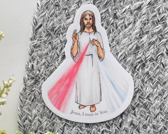 Divine Mercy Sticker: Watercolor Jesus, Catholic Religious Gift