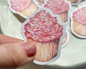 Cupcake Dessert Sticker | birthday cupcake dessert sticker cupcake bakery sticker cupcake sticker with sprinkles sprinkle cupcake sticker