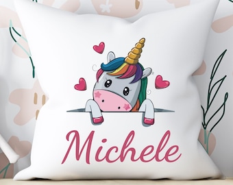 Custom Name Pillowcase Cover with Unicorn, Little Girl, Toddler Newborn Gift, Cushion Personalized Pillowcase without Filling, Child Gift