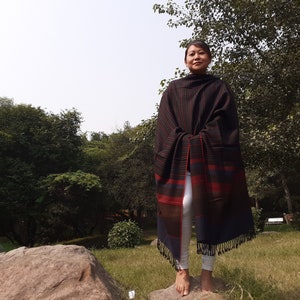 Handwoven Multi-Color Himalayan Wool Shawl,Unisex Wool Scarf,Kullu Shawl,Ethnic Indian Wool Wrap,Natural Fiber Wrap,Ethnic Wool Stole