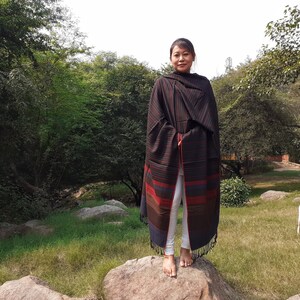 Handwoven Multi-Color Himalayan Wool Shawl,Unisex Wool Scarf,Kullu Shawl,Ethnic Indian Wool Wrap,Natural Fiber Wrap,Ethnic Wool Stole
