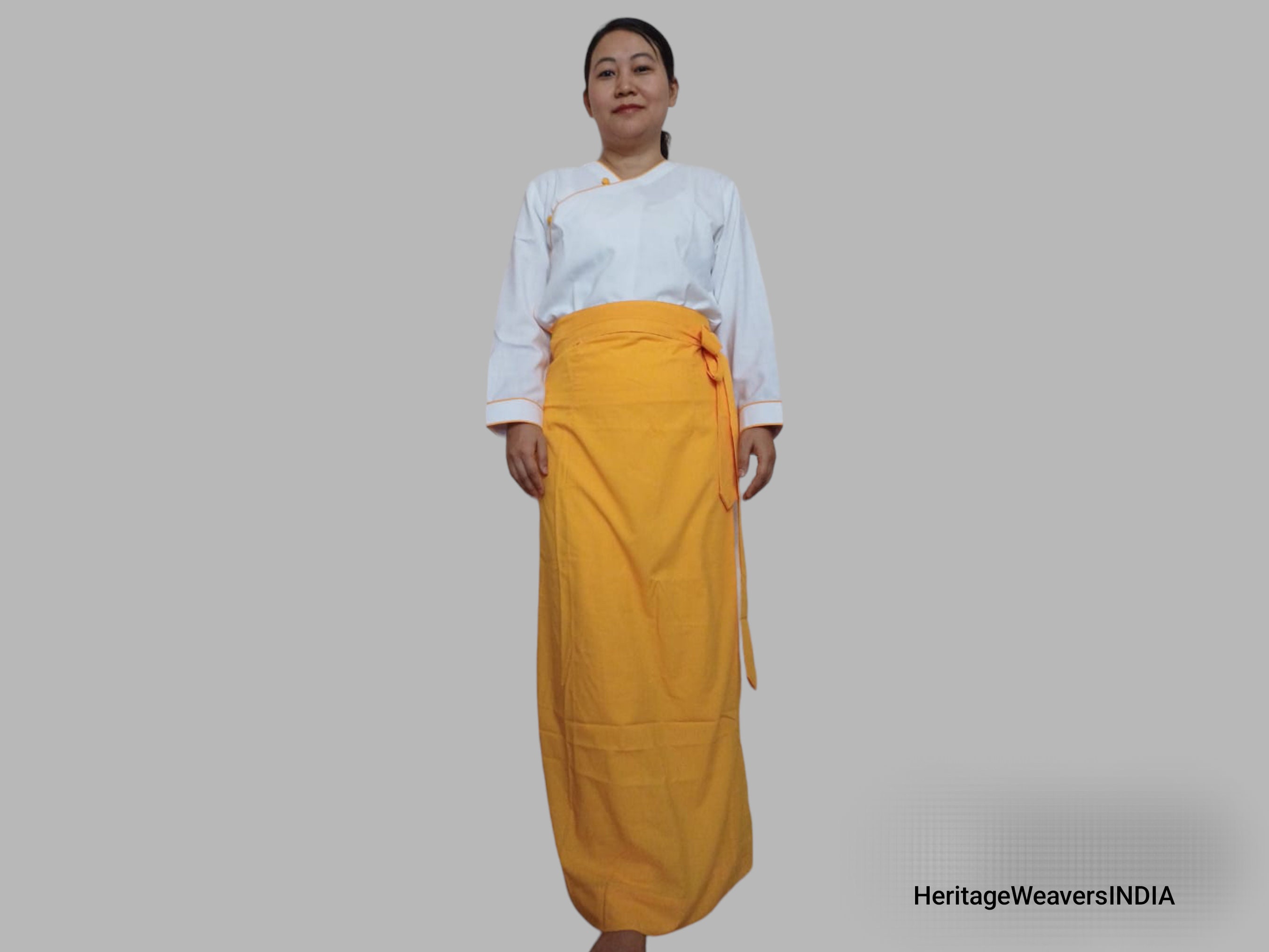 Saffron Yellow Half Chuba Wrap,tibetan Chuba, Half Honju