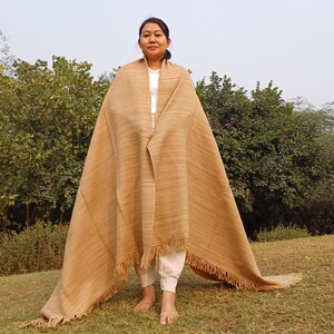 Large Handwoven Beige Himalayan Yak Wool Blanket,Yak Meditation Shawl,Tibetan Yak Wool,Himalayan Yak Wrap,yak wool shawl