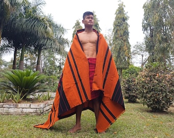 Large Thick Handwoven Black And Red Naga Tribe Traditional Blanket,Ethnic Sofa Throw,Native Indian Cloth,Naga Tribes Shawl,Tribal Wall Decor