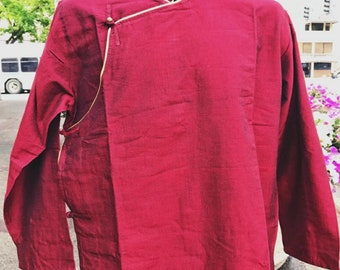 Tibetisches traditionelles Hemd, tibetische Chuba, tibetische Unisex Hemd, tibetische Kleidung, buddhistische Meditations-Hemd, Wonju, tibetische Kleidung
