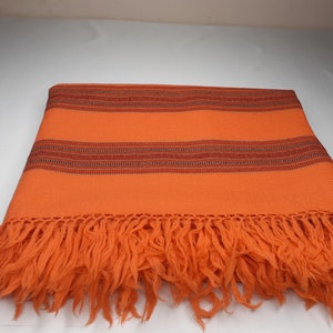 Handwoven Orange Pure Himalayan Sheep Wool Meditation Shawl,Himalayan Prayer Blanket,Kullu Shawl,Ethnic Indian Shawl,Wool Prayer Wrap Bild 4