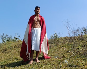 TANTRIK Large Traditional Handwoven Tibetan Buddhist Ngakpa Peace Raw Eri Silk Meditation Shawl,Buddhist Silk Shawl,Ngakmo Meditation Wrap