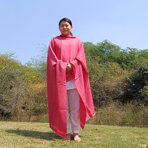 Handwoven Pink Pure Himalayan Yak Wool Prayer Shawl,Yak Meditation Shawl, Ethnic Himalayan Yak Stole,Yak Wool Wrap,Unisex Yak Scarf