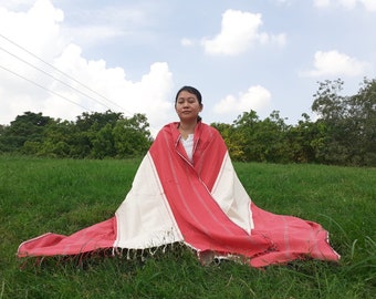 Large Traditional Handwoven Tibetan Buddhist Ngakpa Tantric Raw Eri Silk Meditation Shawl,Buddhist Silk Shawl,Ngakpa Tantric Meditation Wrap