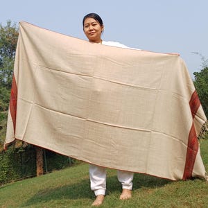 Handwoven Handspun Light Beige Color Pure Himalayan Yak Wool Meditation Shawl,Ethnic Indian Yak Prayer Shawl,Oversized Himalayan Yak Scarf