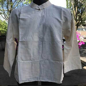 Camisa tradicional unissex tibetana, camisa de meditação tibetana, roupas tibetanas, camisa de oração budista, camisa de meditação budista, wonju, chuba