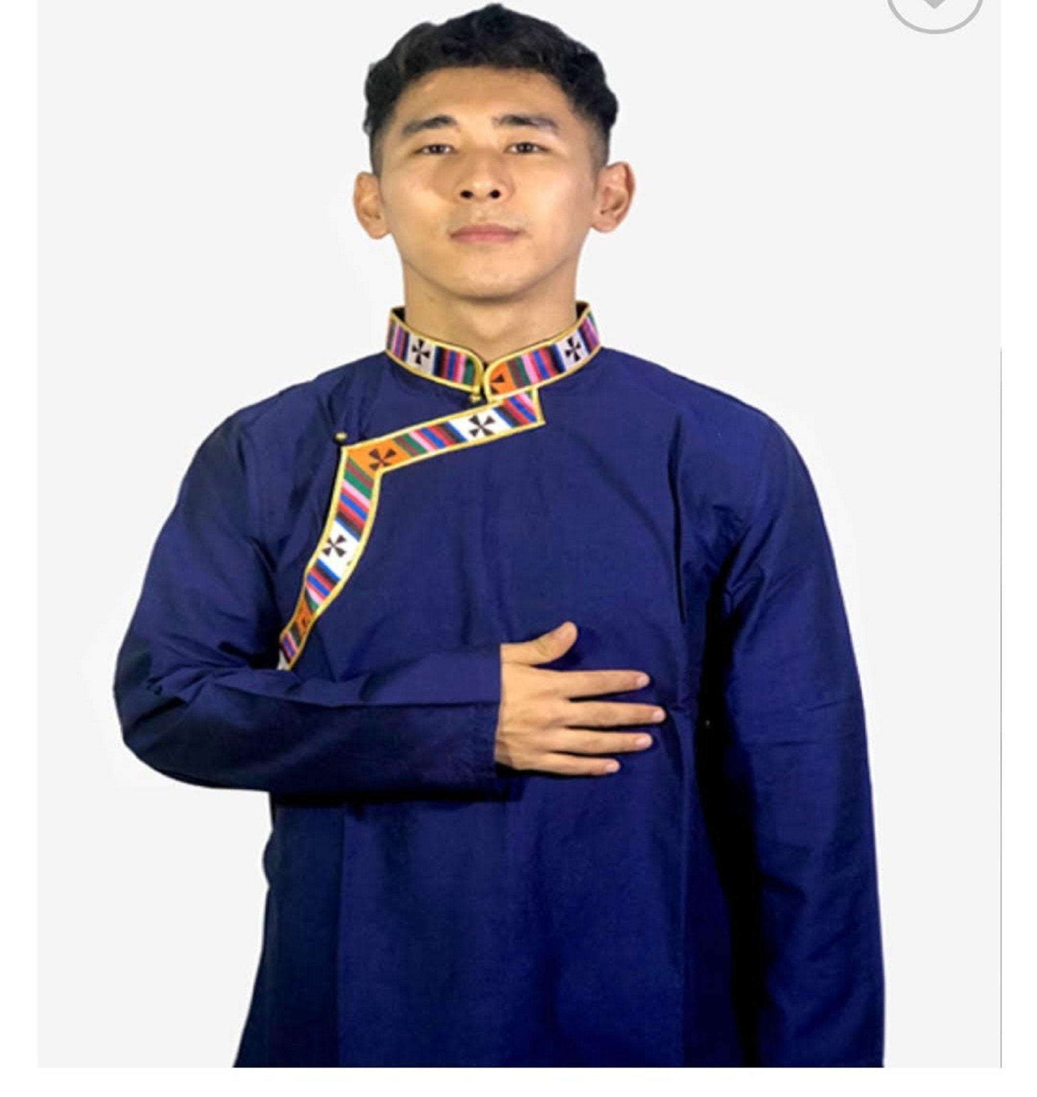 Royal Blue Tibetan Traditional Shirt,tibetan Shirt Man Side Opening